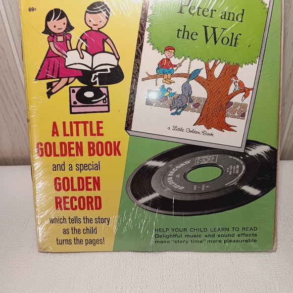 A little Golden Book and a special Golden record Peter and the Wolf 45RPM.  VTG - Picture 3 of 6